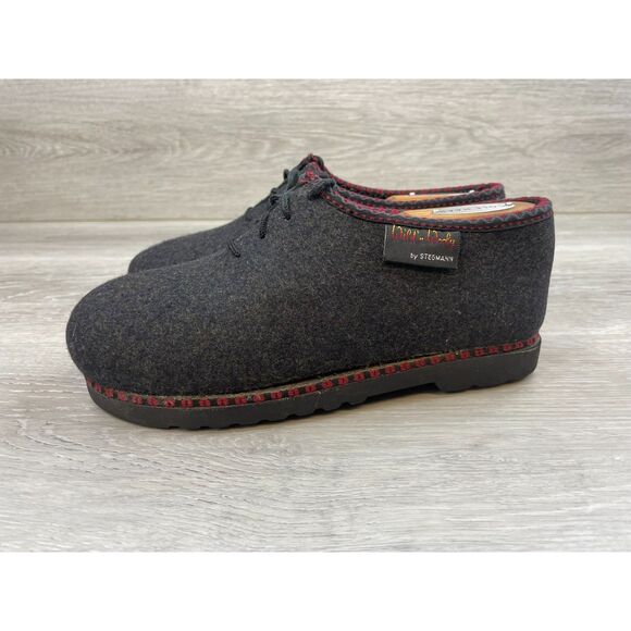 Wild' n Wooly by Stegmann Women's Oxford Ankle Lace Up Pure Wool 6 Black Shoes - Picture 3 of 10